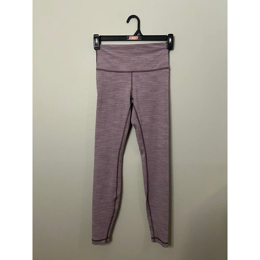 Lululemon Wunder Under 7/8 Leggings Women Size 6 Purple Stripes